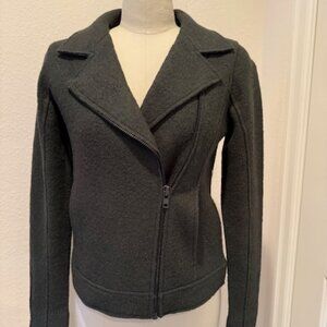 Loden green Tahari Nubby Wool Moto Jacket XS